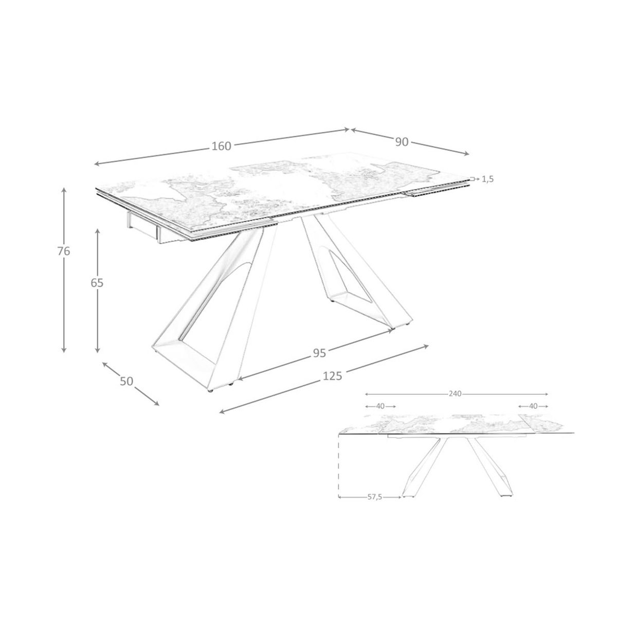 Table à manger marbre et acier effet noyer blanc | gris taupe, ANGEL CERDA