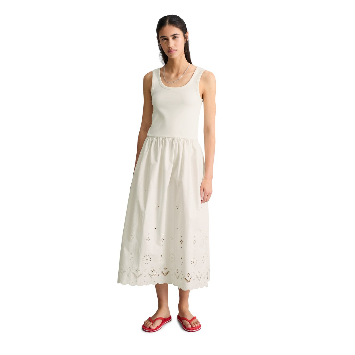 Robe avec jupe en dentelle en pur coton organique blanc, MARC O’POLO DENIM
