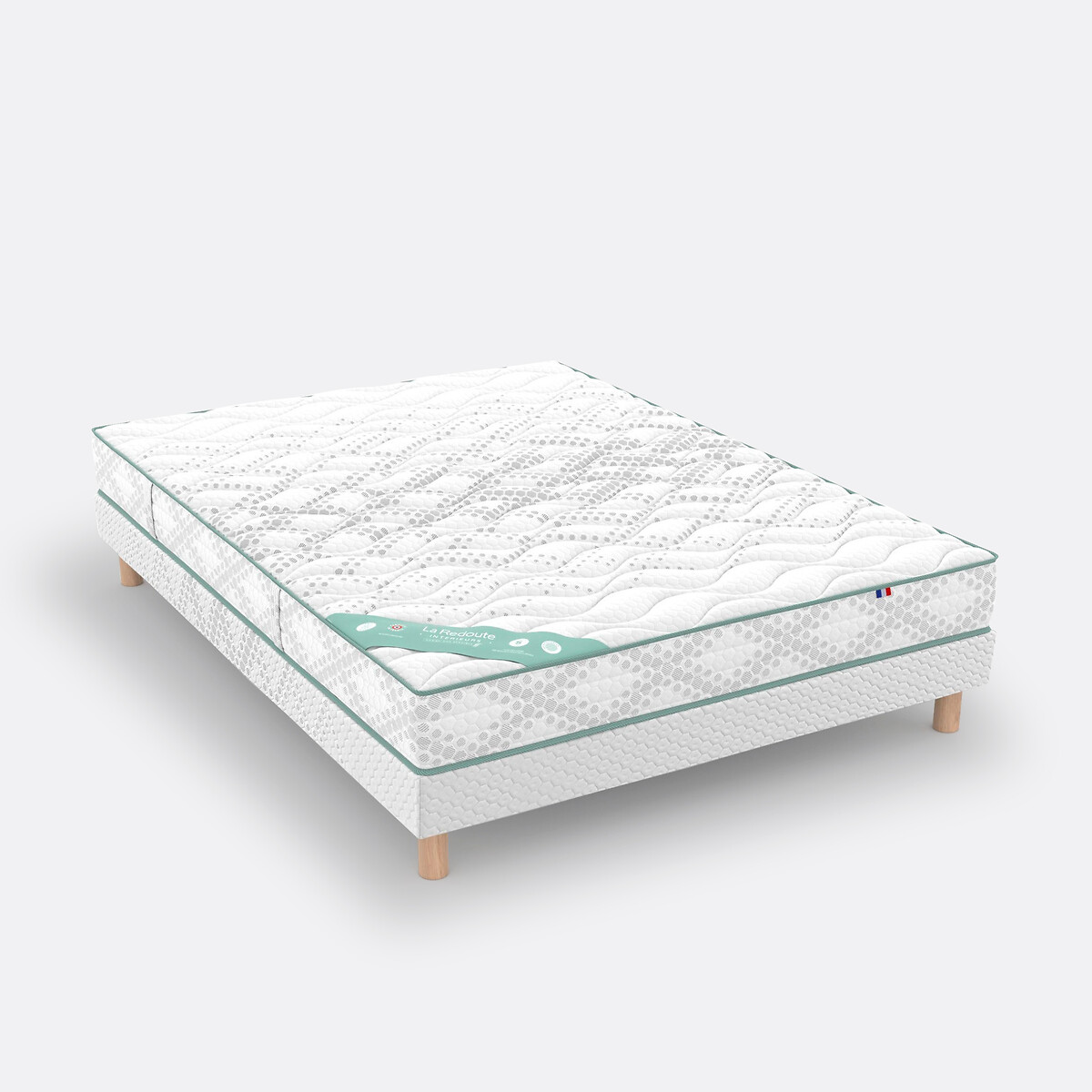 Matelas dos sensible, 660ressorts, 7 zones, soutien très ferme, accueil moelleux blanc/vert de gris, LA REDOUTE INTERIEURS