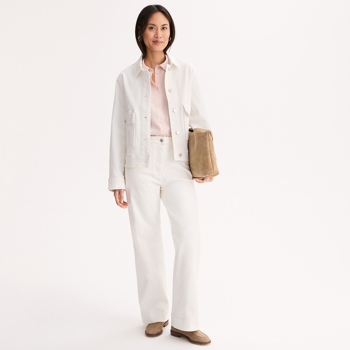 Veste en denim coupe ample denim blanc, ANNE WEYBURN