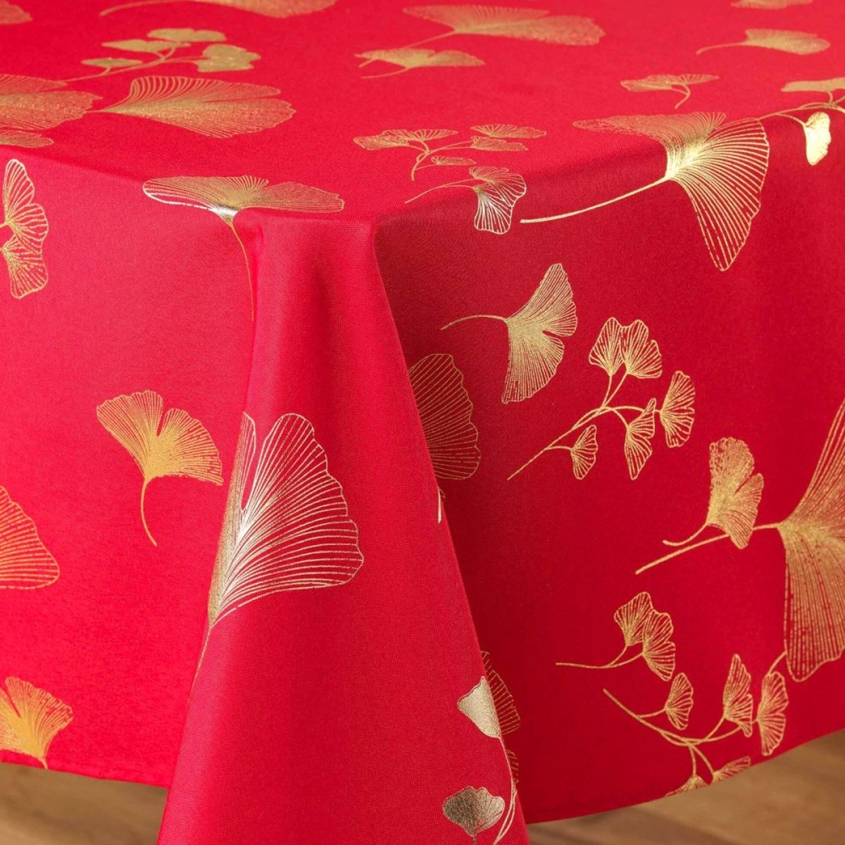 Nappe Rectangulaire 150x240 Antitache Imprimé Rouge Et Doré rouge, DECORATIE