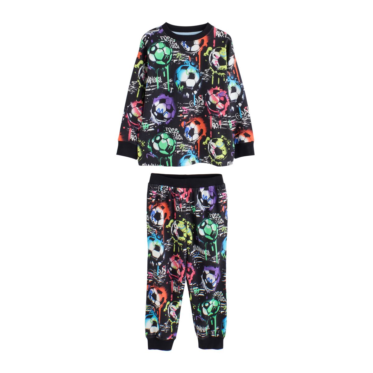 Pyjamas à manches longues, lot de 2 football de la marine arc-en-ciel, NEXT