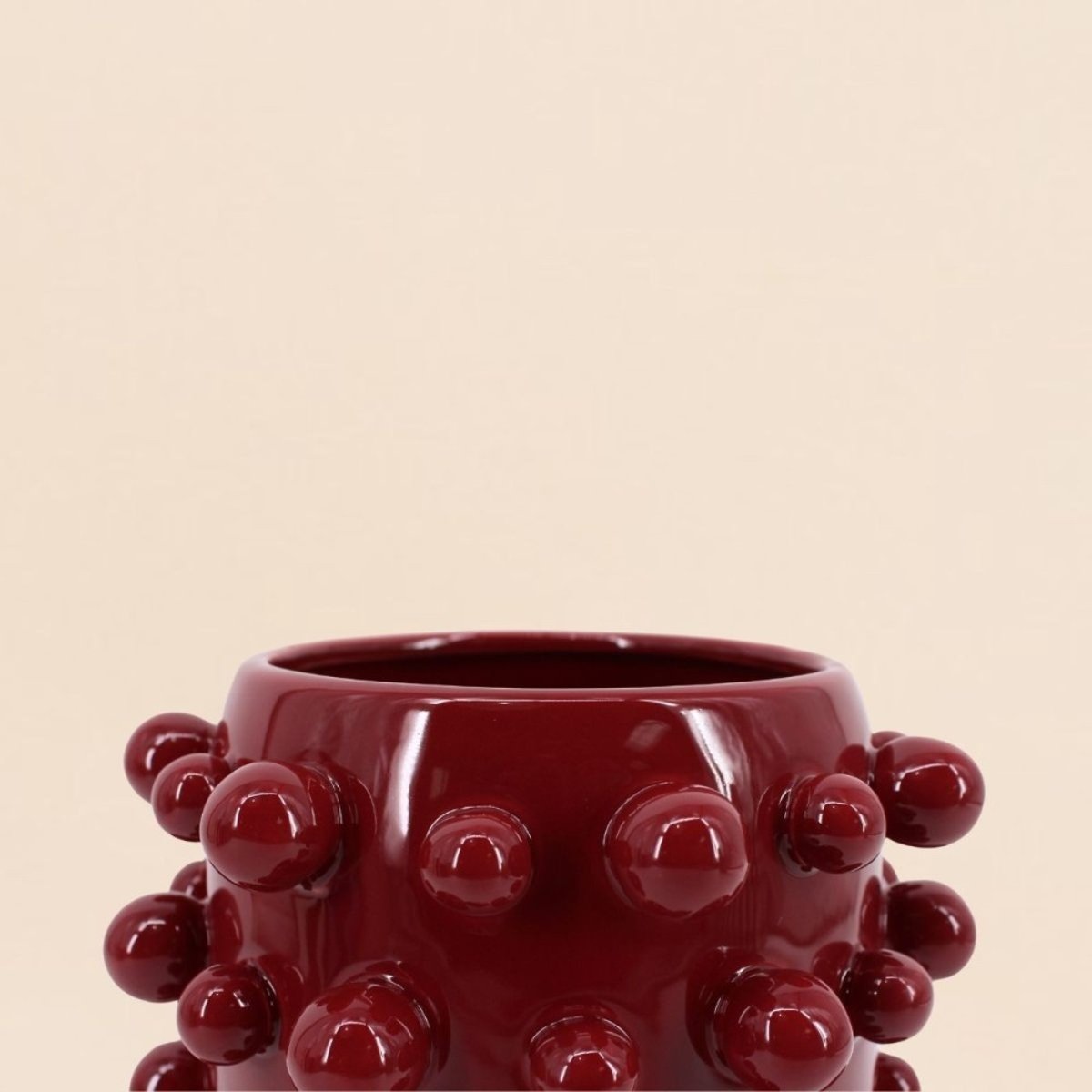 Vase en céramique à perles 20cm bordeaux, ORNAMI