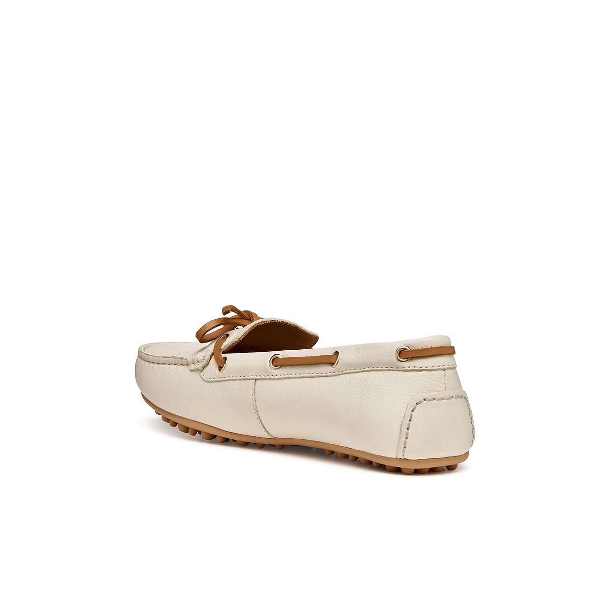 Mocassins bateau en cuir Kalistena beige, GEOX
