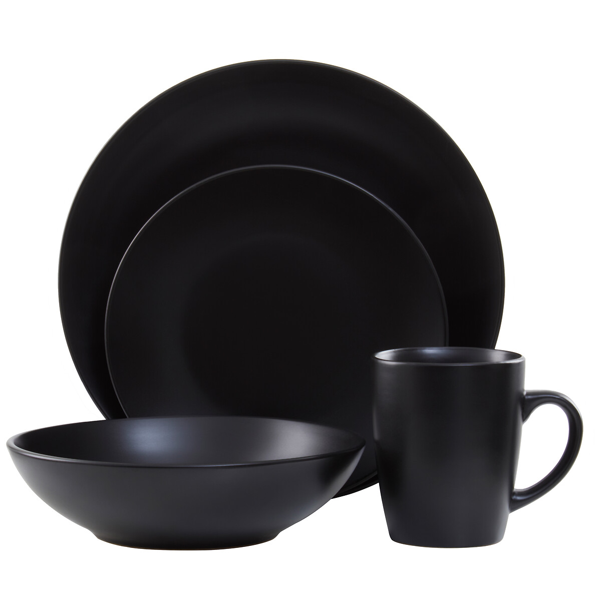 16-Piece Stoneware Dinner Set black, SO'HOME