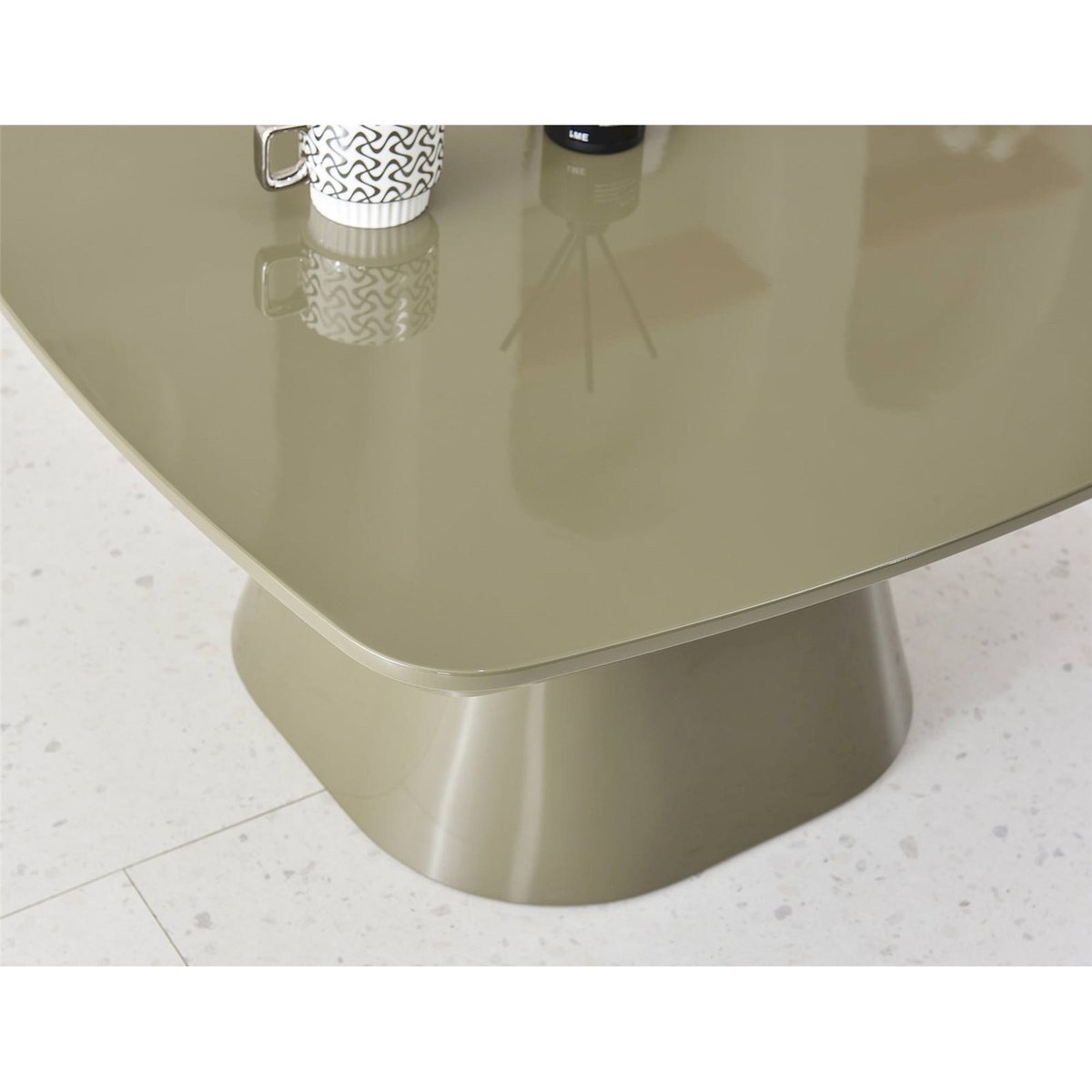 Table basse carrée brillante vert canard, RECOLLECTION