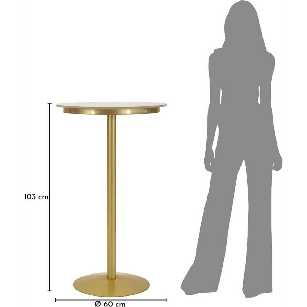Table de bar ronde effet marbre GLAM or et blanc, RECOLLECTION