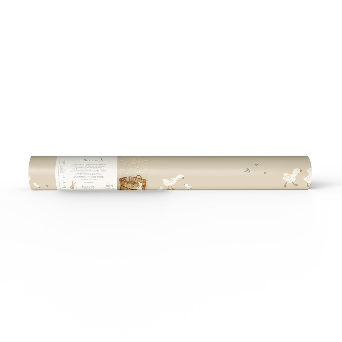 Papier peint pour enfant Petite oie et ses oisons beige rosé, ocre, blanc, LITTLE DUTCH