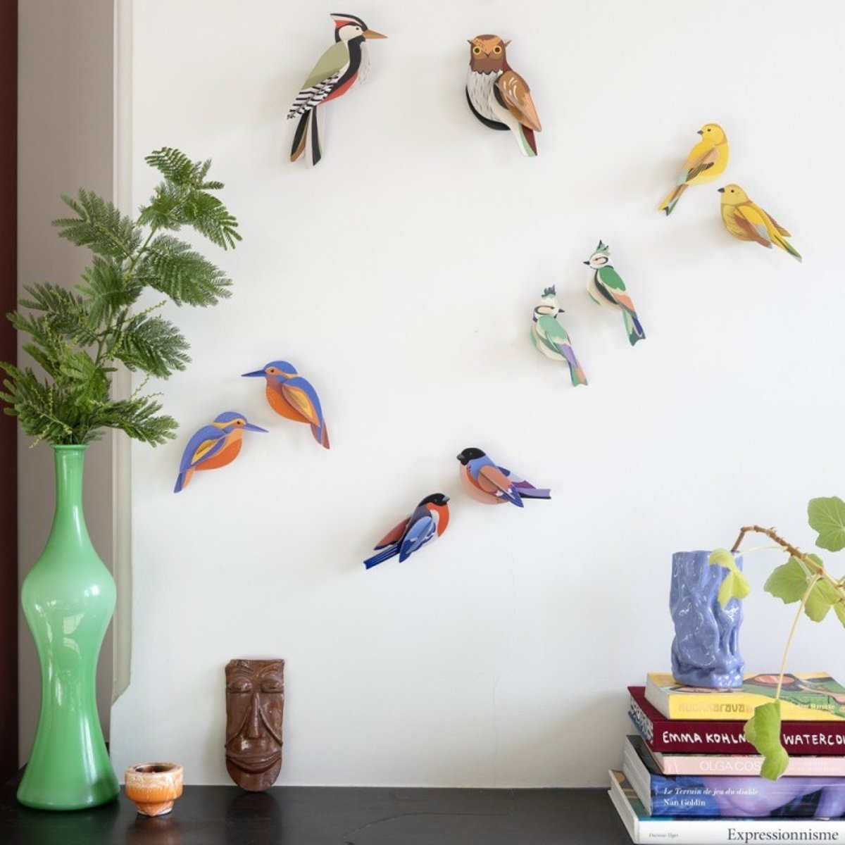 Oiseaux de jardin 3D décoratifs carton  Forest Crests vert, STUDIO ROOF