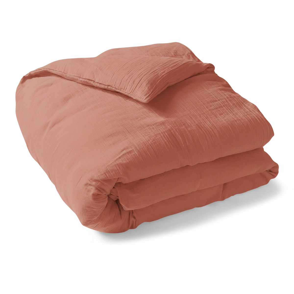 Housse De Couette   - GAZE DE COTON rose terracotta, TRADITION DES VOSGES