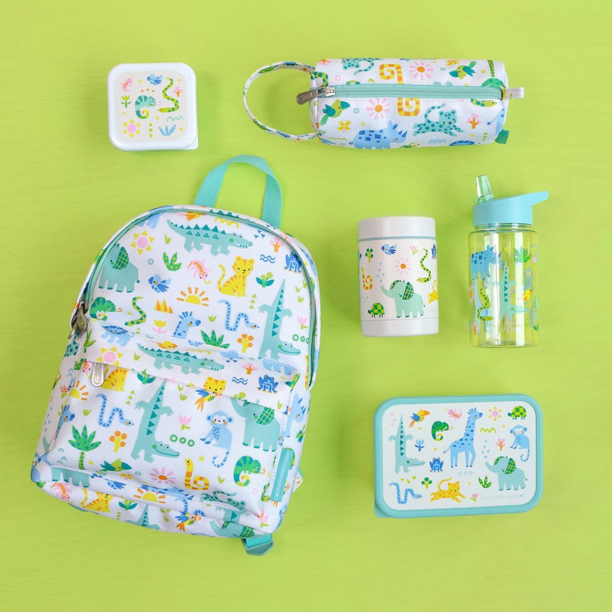 Lunch box en acier inoxydable blanc, vert, bleu, A LITTLE LOVELY COMPANY