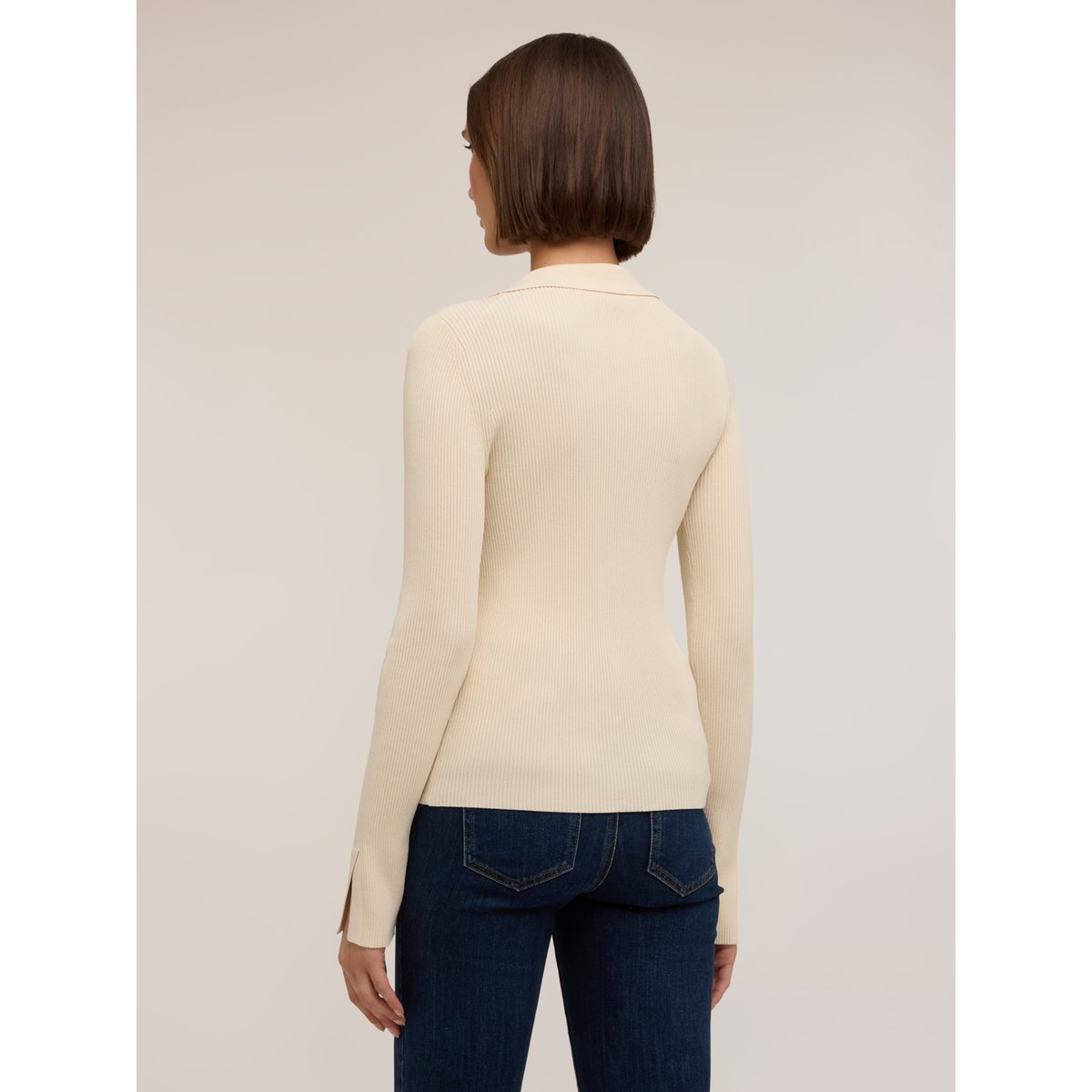 Pull côtelé avec détail torsadé blanc, MOTIVI