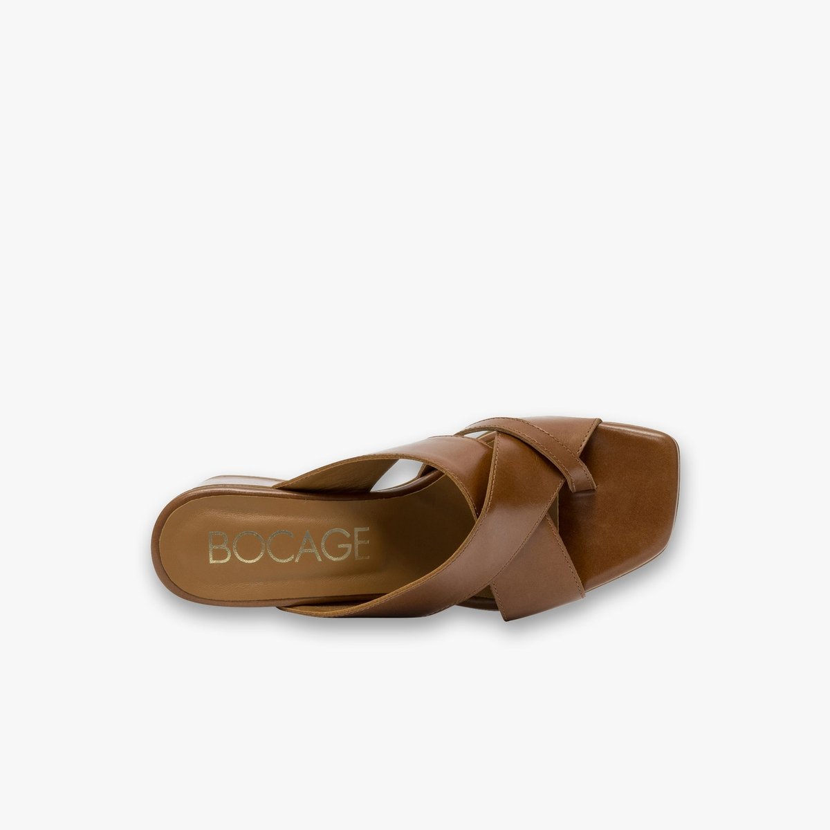 Sandale À Talon en cuir VERA camel, BOCAGE