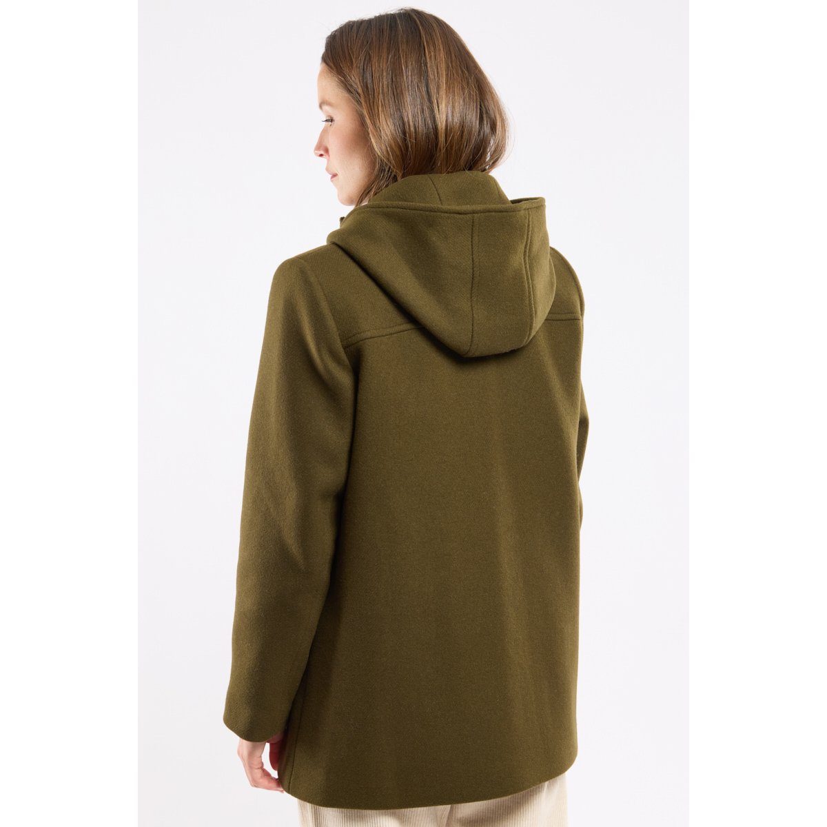 Duffle coat zippé - drap de laine green moss foncé, ARMOR-LUX