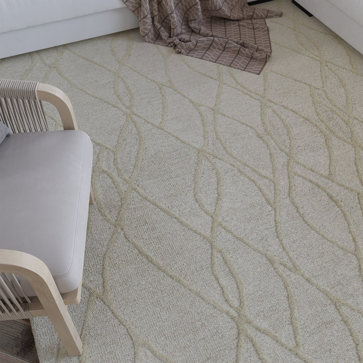 Tapis texturé à motifs courbes ,  HAMPTONS TWENTYTHREE blanc crème, WECON HOME