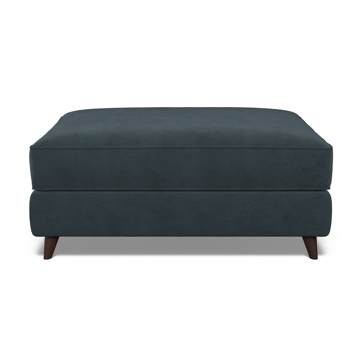 Amelia Textured Velvet Footstool with Dark Wood Legs petrol blue, ÉDITÉ