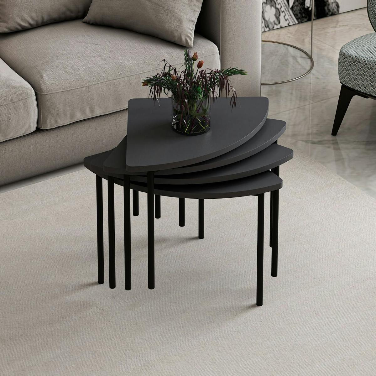 Table basse gigogne petit espace, finition anthracite JENA anthracite, PIER IMPORT
