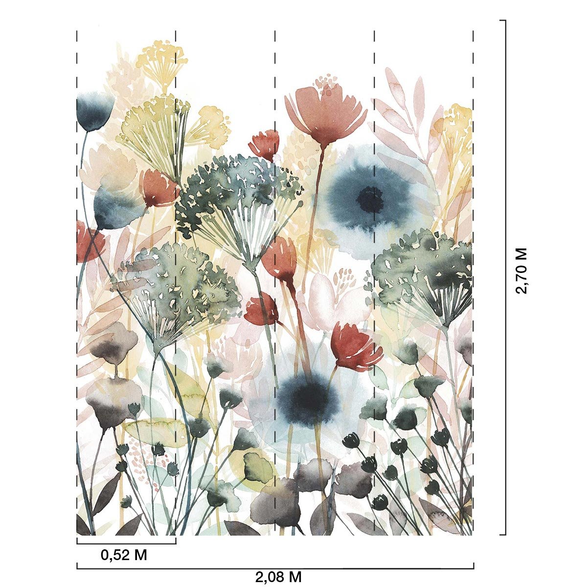 Papier peint fleurs bouquet des champs intissé, HEXOA