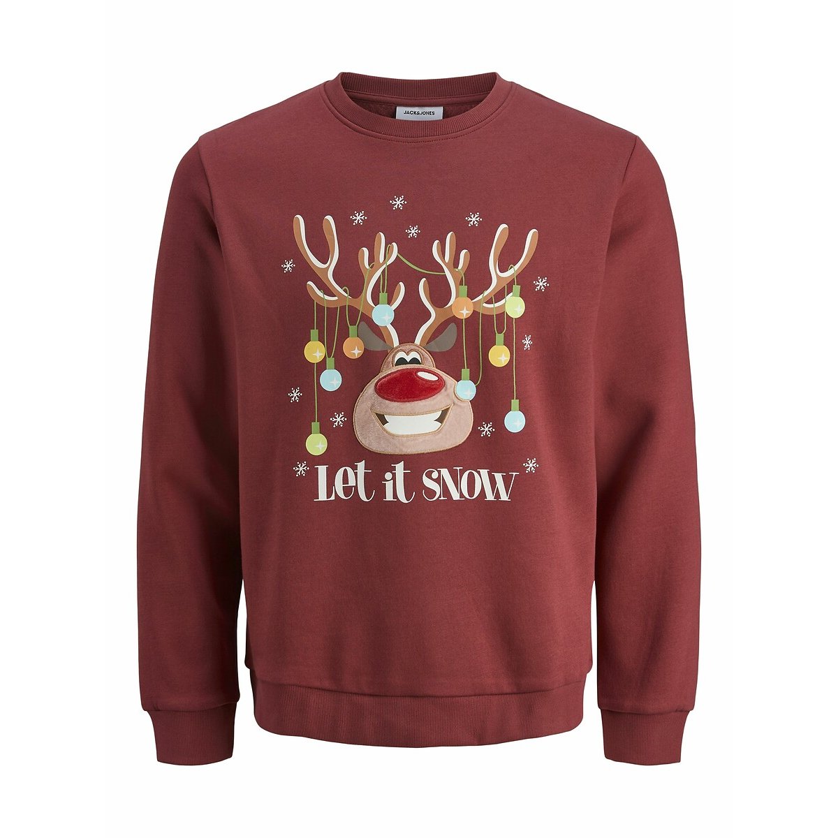Sweat col rond Noël rouge, JACK & JONES