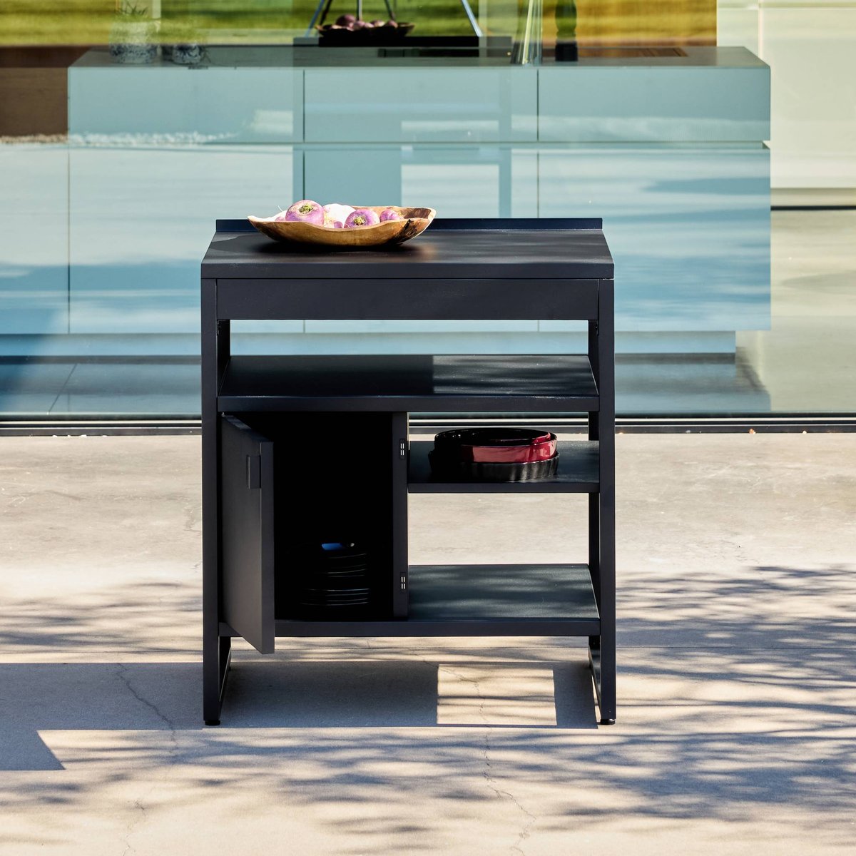 Module de cuisine extérieure acier 1 porte 3 étagères L80cm KEA noir, SWEEEK