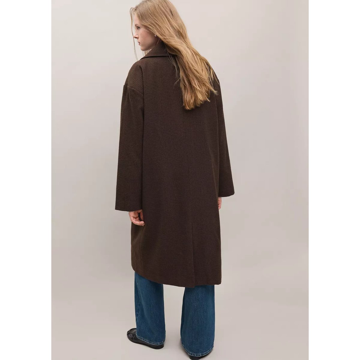 Manteau laine mélangée croisé chocolat, MANGO TEEN