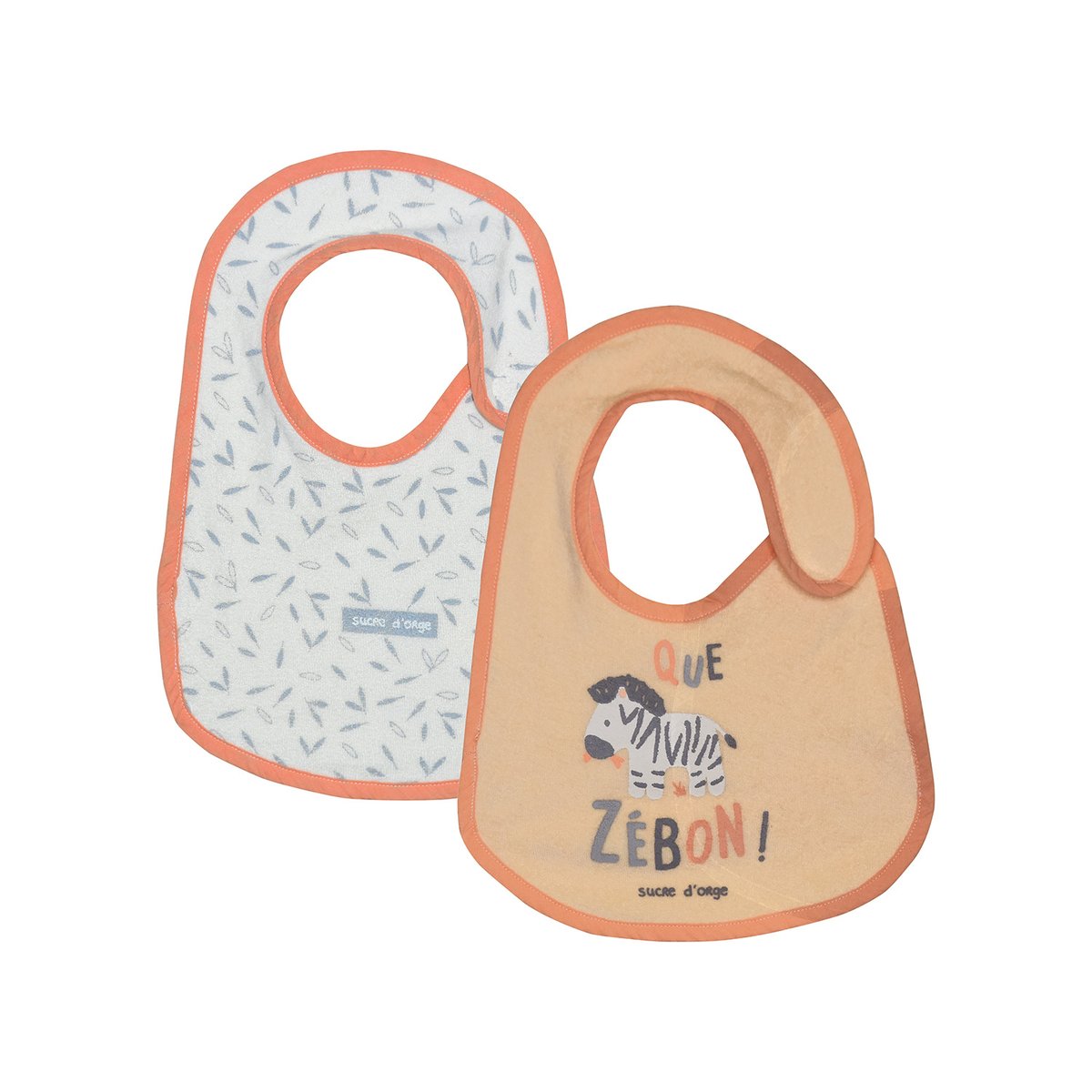 Lot de 2 bavoirs naissance finou orange, SUCRE D'ORGE