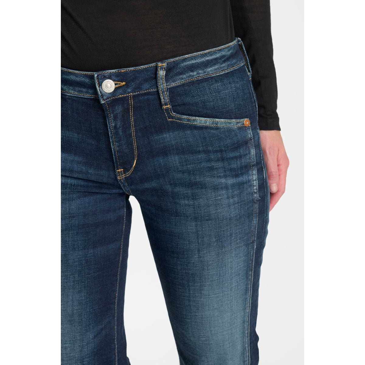 Jeans flare , longueur 34 blue, LE TEMPS DES CERISES