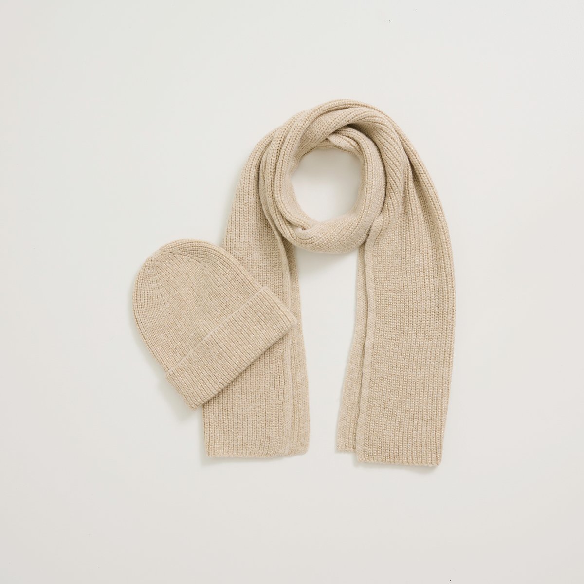 Coffret cadeau écharpe et bonnet beige, GRAIN DE MALICE
