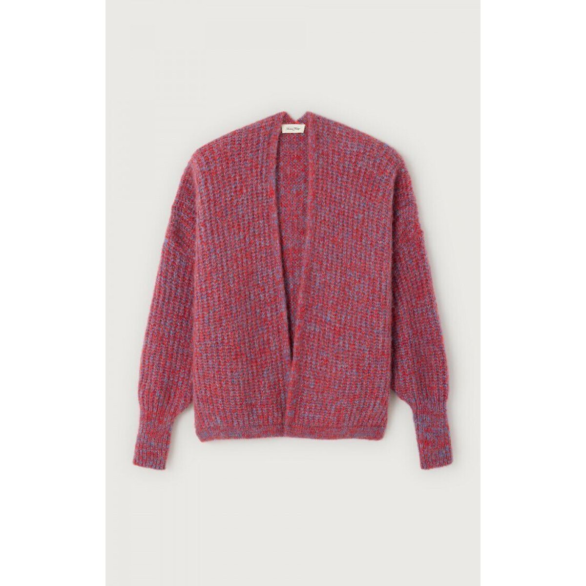 East Short Cardigan Thrown Knit with Long Sleeve red, AMERICAN VINTAGE