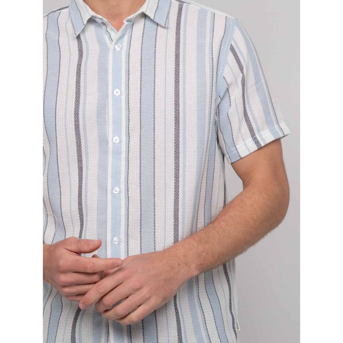 Chemise Manches Courtes Rayures Douparico bleu ciel, RITCHIE