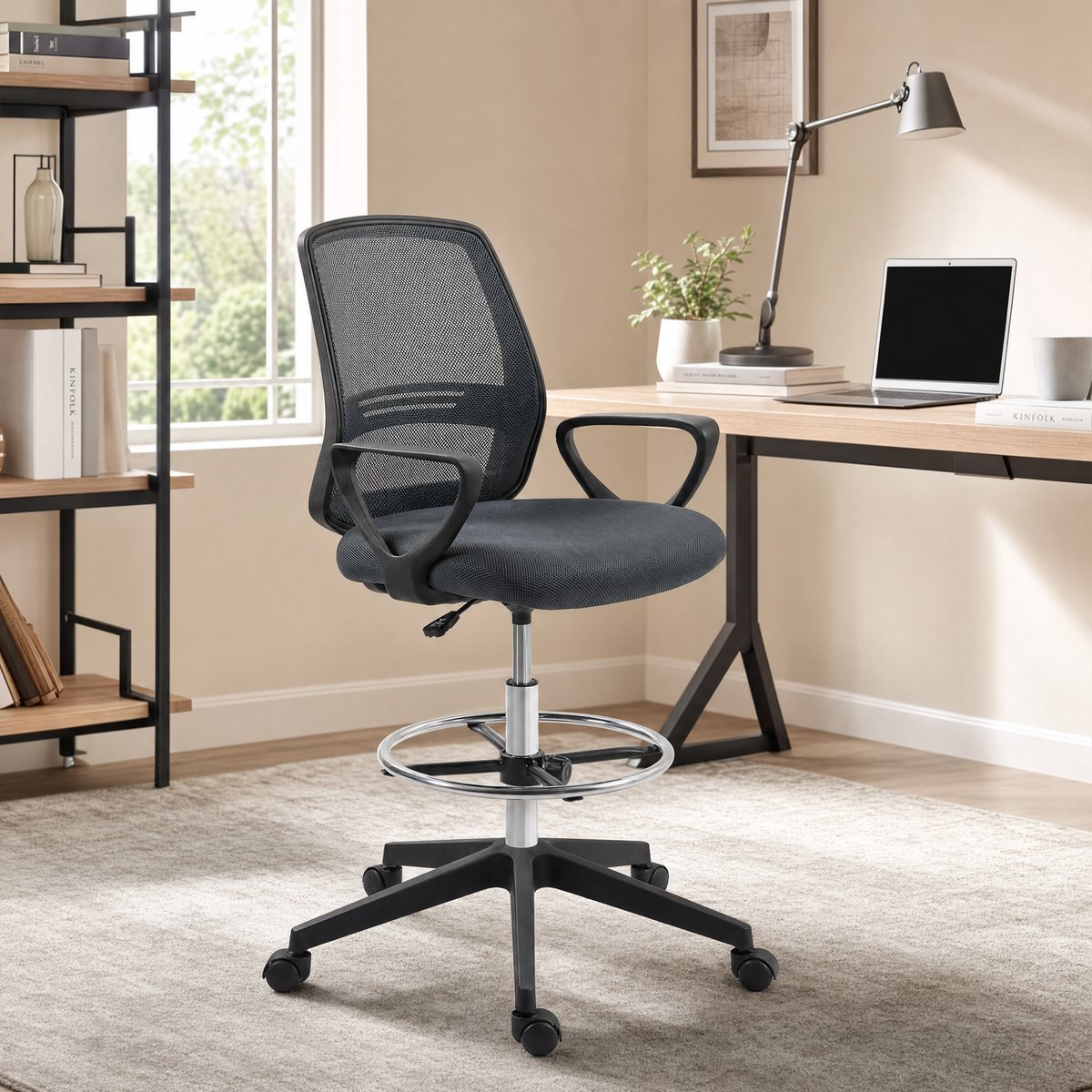 Chaise de bureau pour poste de travail debout gris, HOMCOM