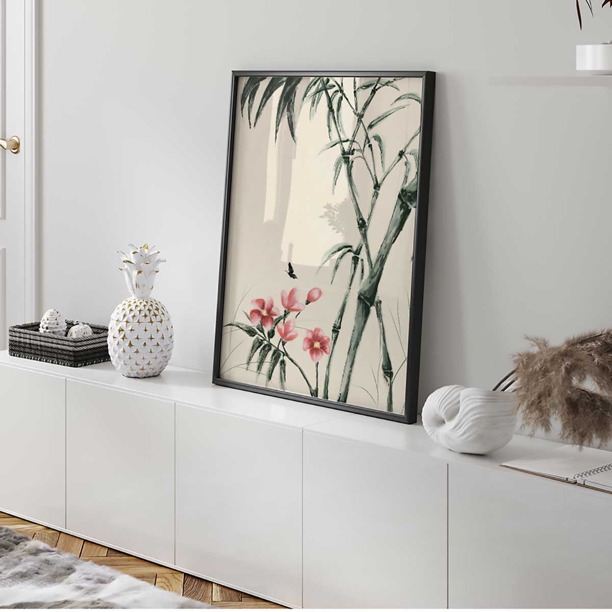 Affiche encadrée soleil minimaliste terracotta affiche + cadre en métal - noir, HEXOA