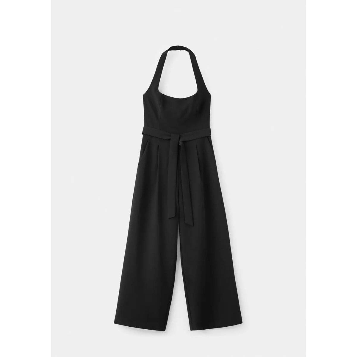 Combinaison col à emmanchures américaines et ceinture noir, MANGO