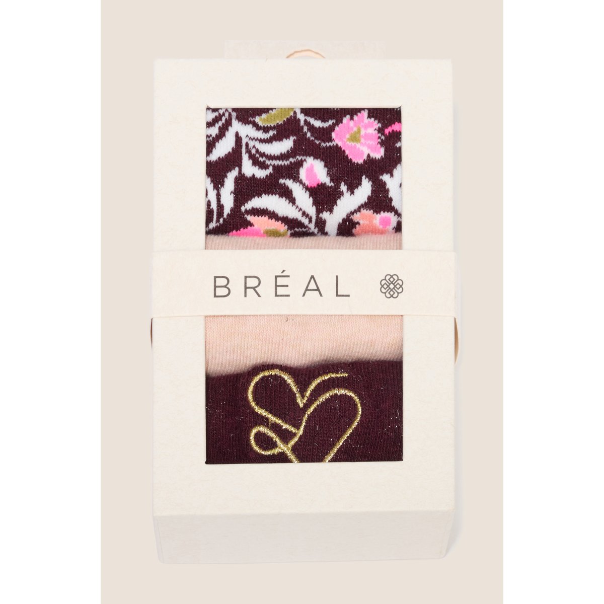 Coffret lot de 3 paires de chaussettes rose, BREAL