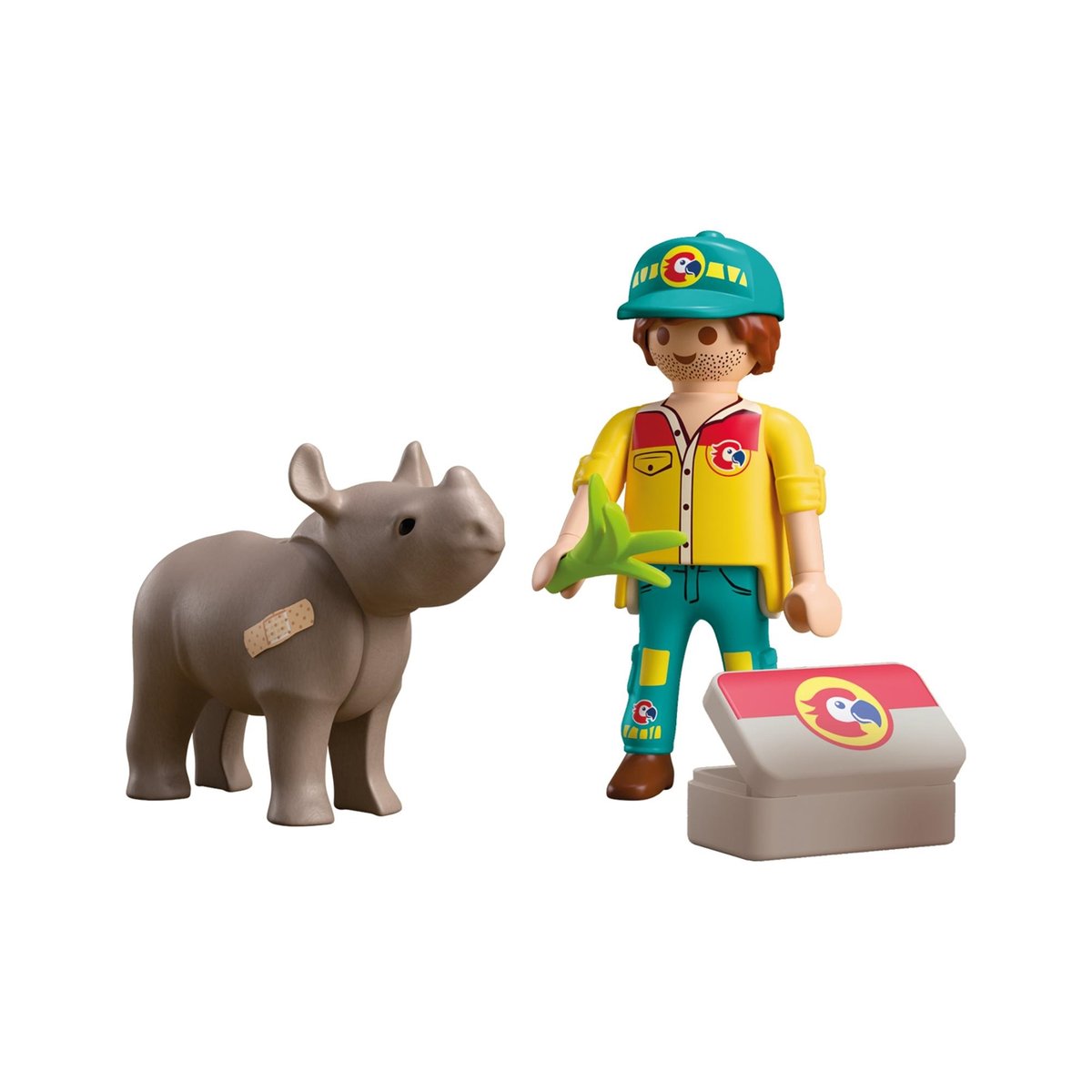 DuoPack Soigneur et rhinocéros multicolore, PLAYMOBIL