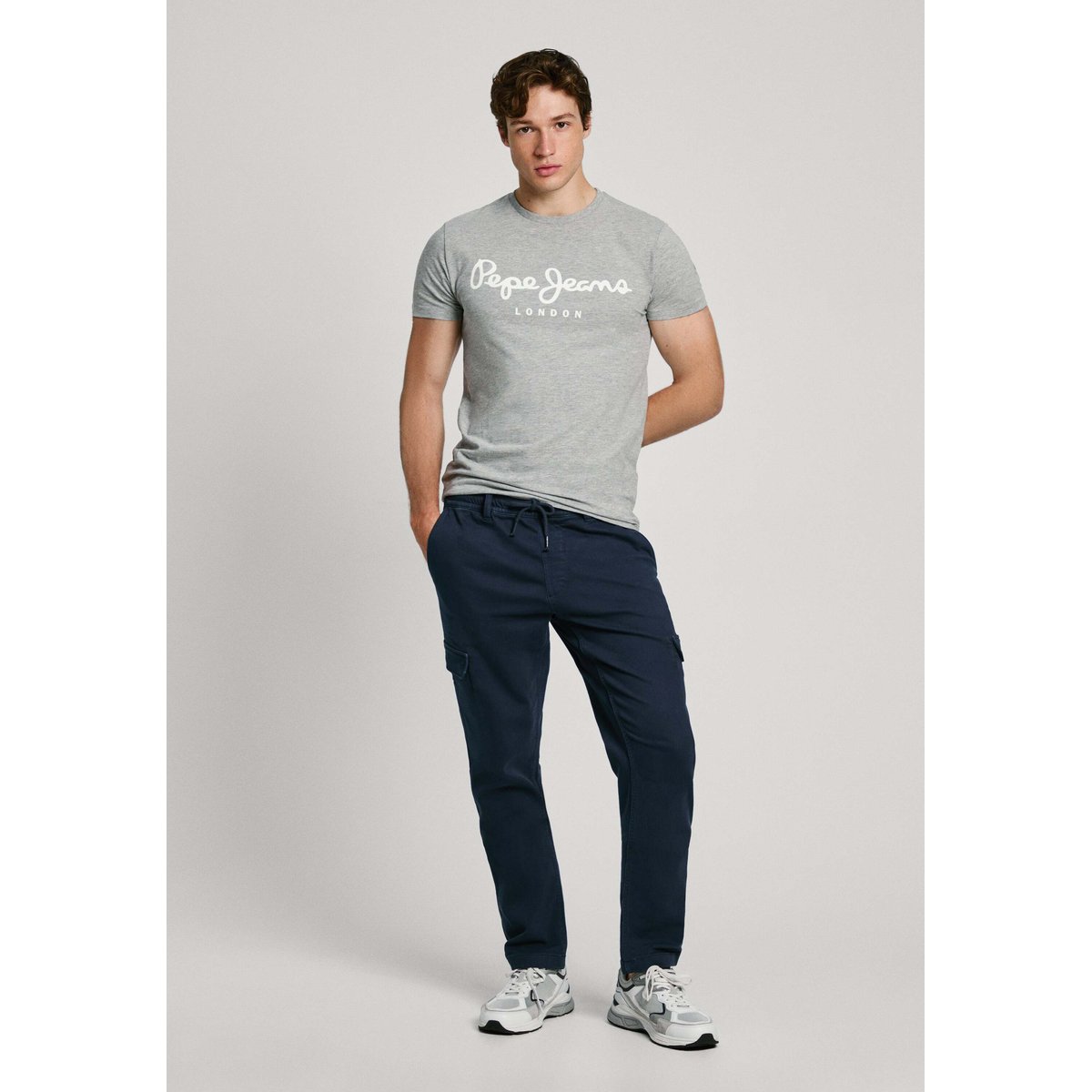 T-Shirt Coupe Slim Avec Logo gris chine, PEPE JEANS