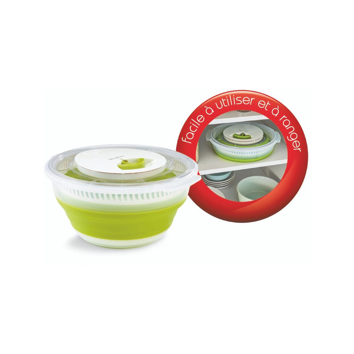Essoreuse à salade rétractable 4L couleur unique, MOULINEX