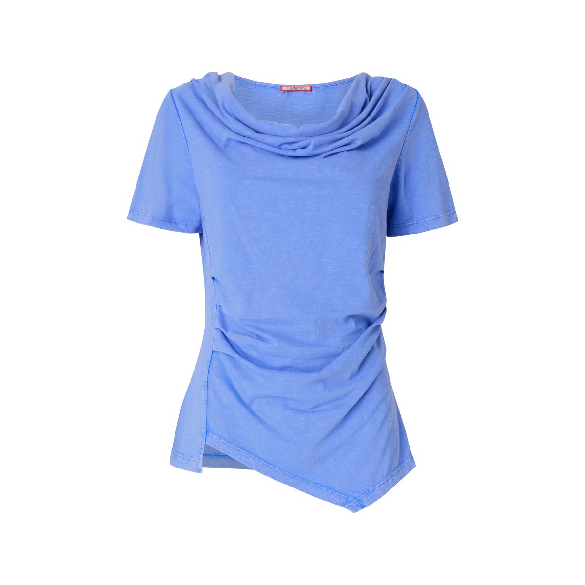 T-shirt en jersey à col drapé bleu, JOE BROWNS