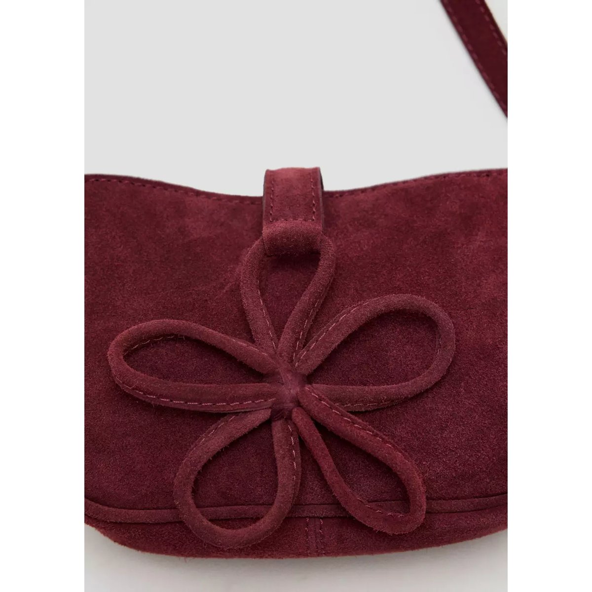 Mini sac en cuir avec motif floral grenat, MANGO KIDS