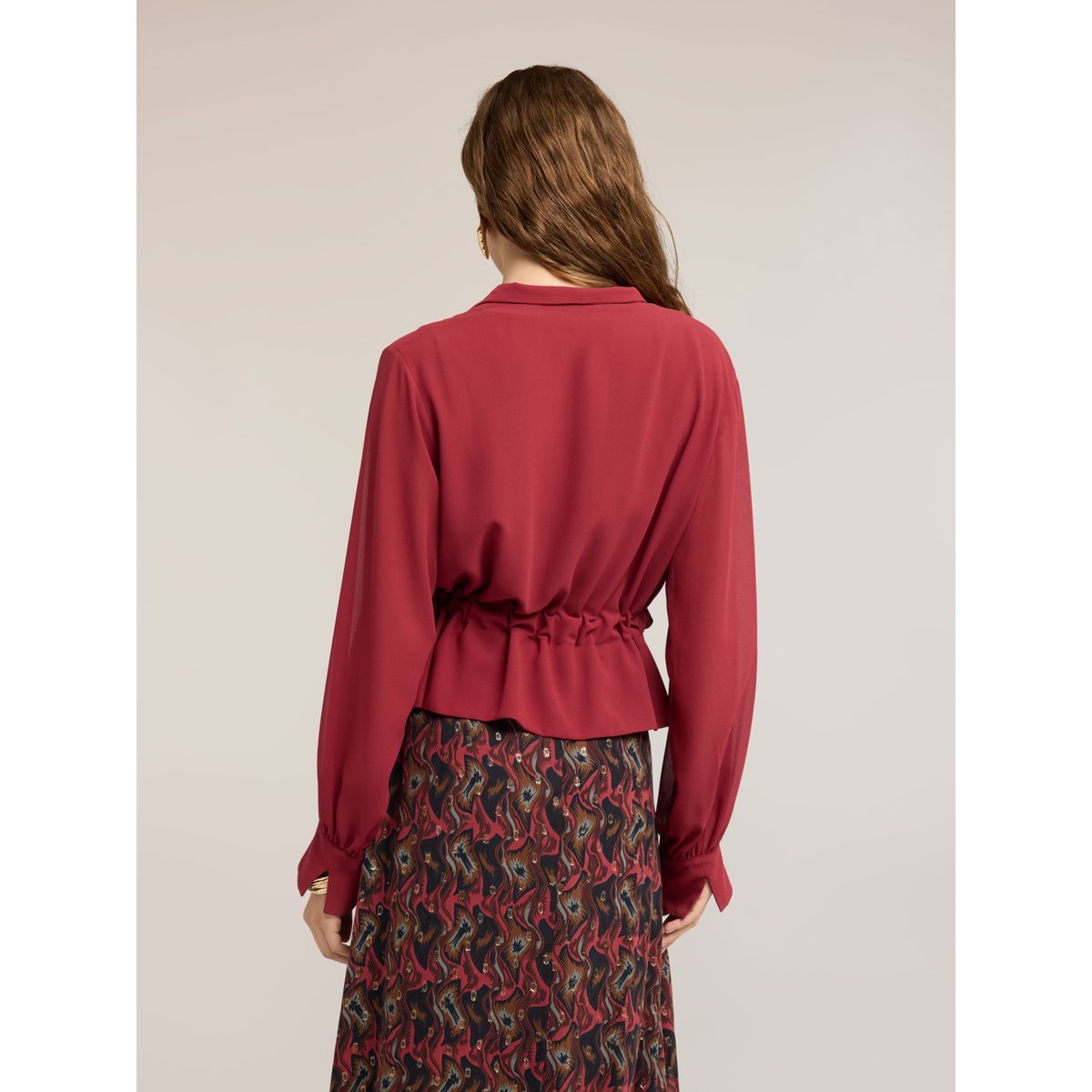 Blouse avec col châle burgundy, MOTIVI