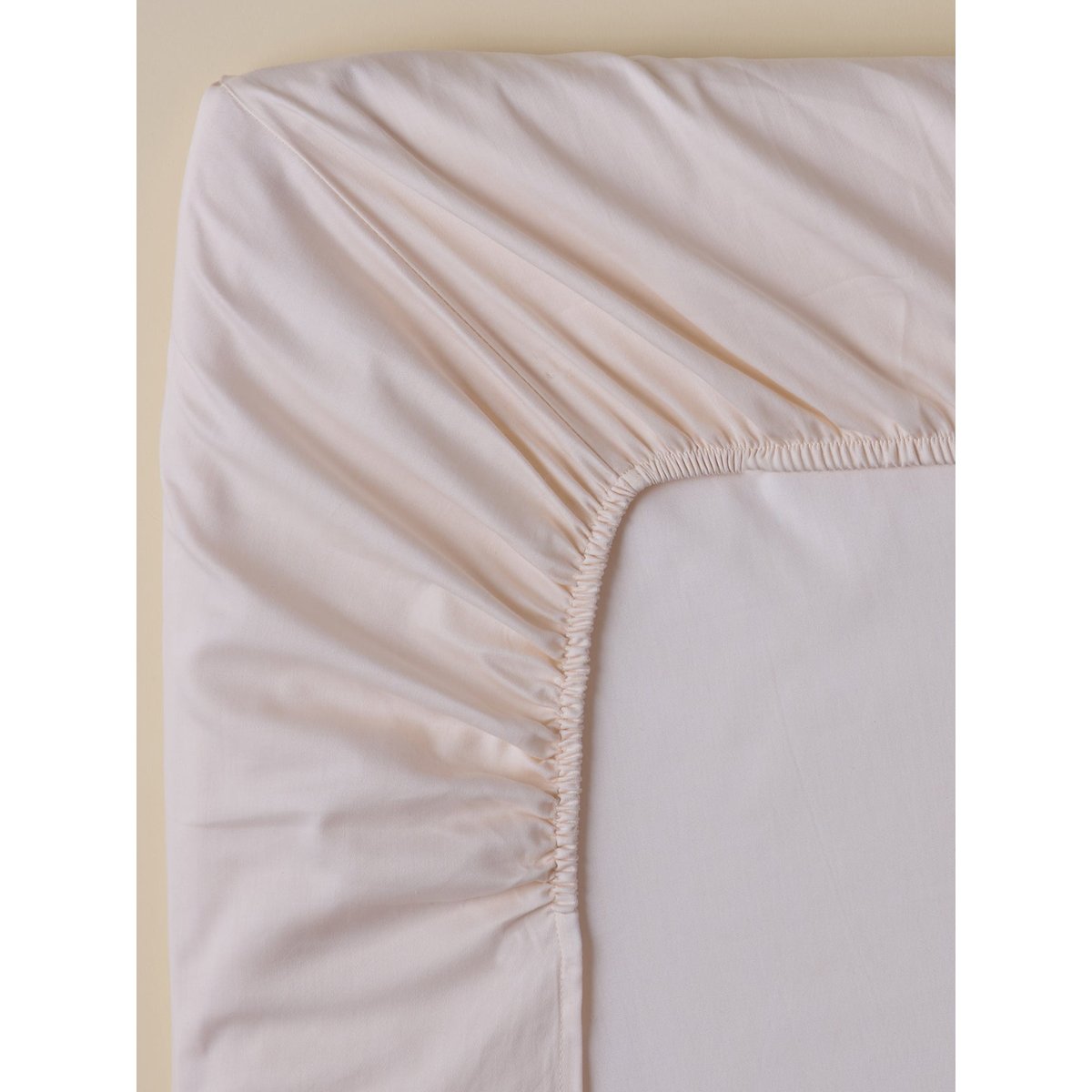 Drap-housse satin de coton uni blanc casse, CYRILLUS