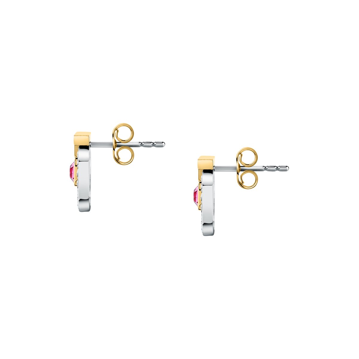 Boucles D'Oreilles en acier, cristaux, T-LOGO argent, or, rose, TRUSSARDI