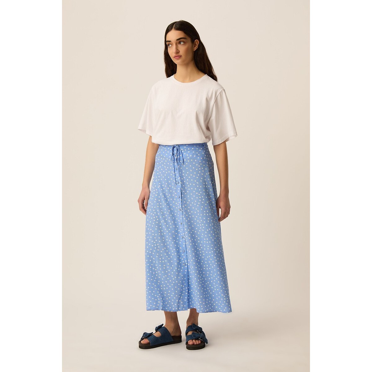 Midirok met stippen, ELIZETTA gestipt blauw, DES PETITS HAUTS