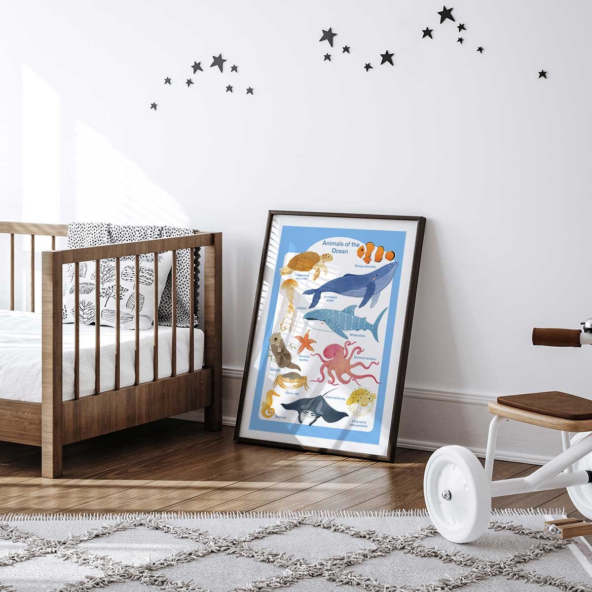 Affiche enfant animaux marins affiche seule, HEXOA
