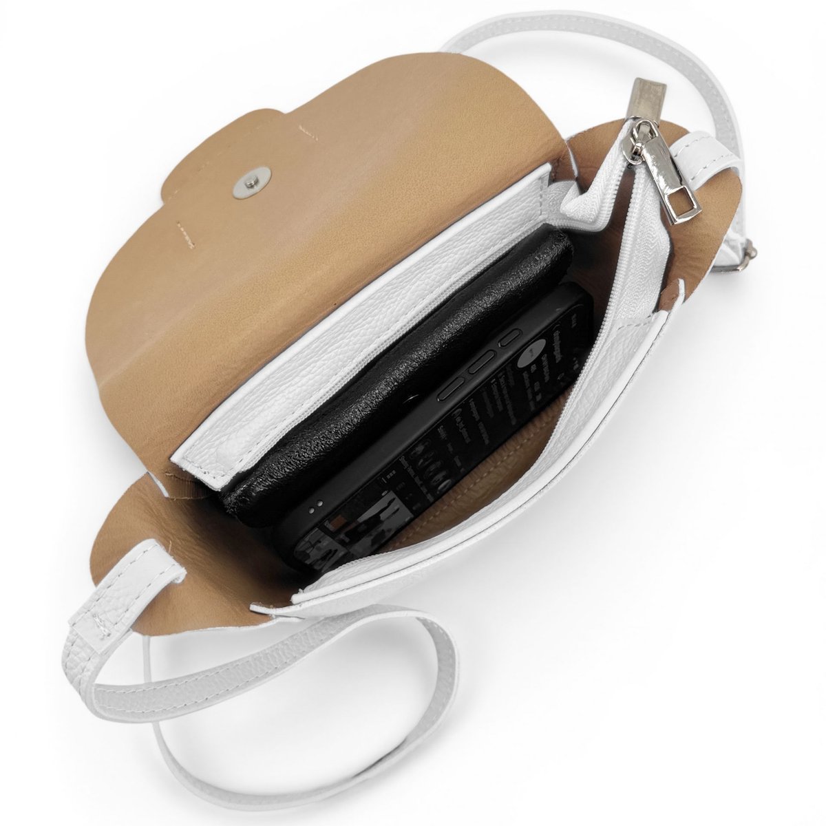 Mini sac besace en cuir grainé LOLLY blanc, OH MY BAG