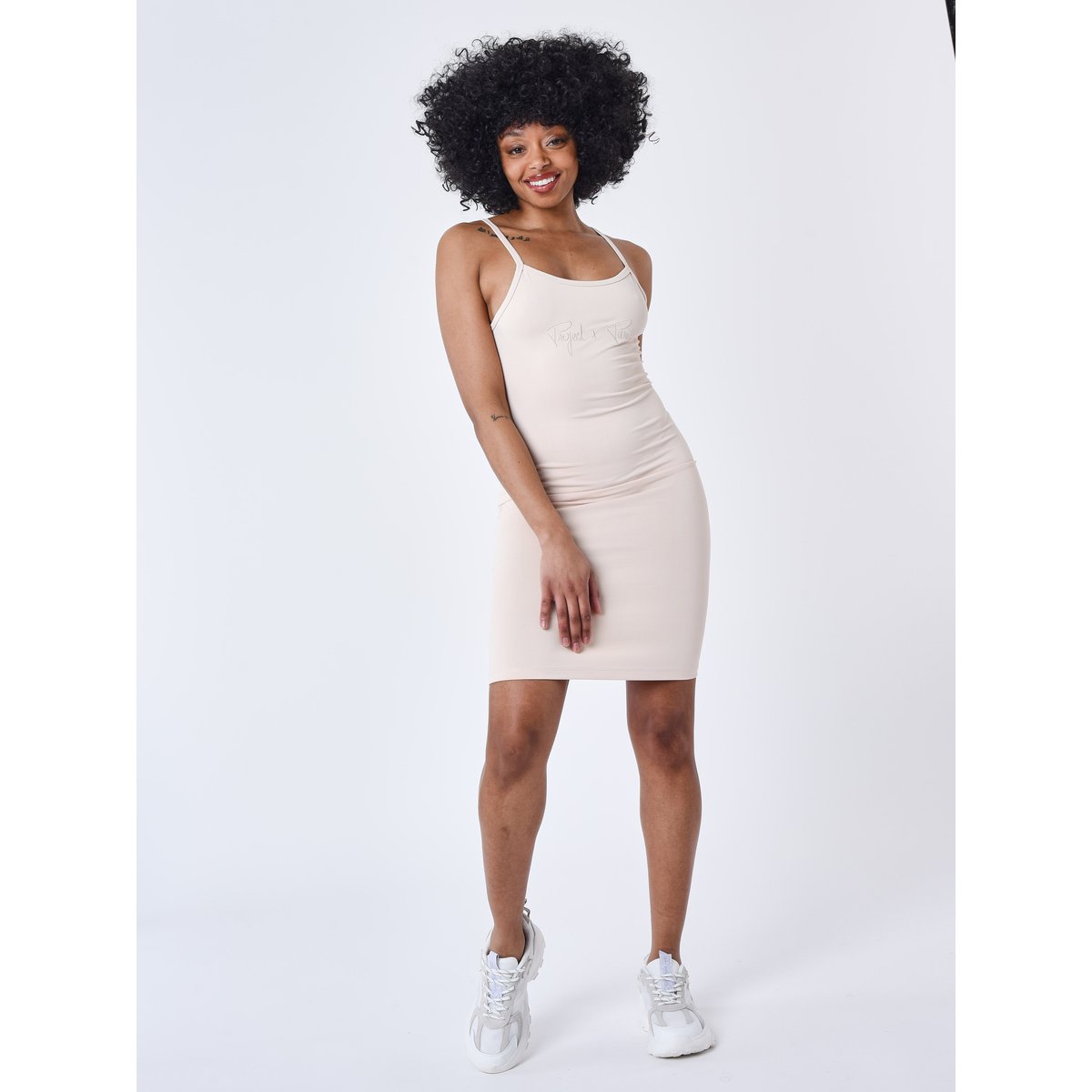 Robe à fines bretelles en lycra ivoire, PROJECT X