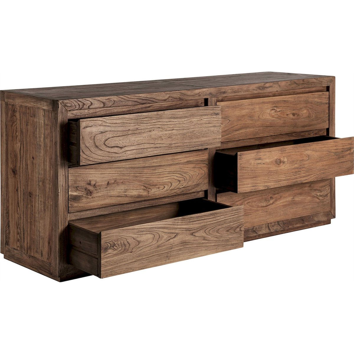 Commode en bois effet marbre marron effet marbré bois d'orme, RECOLLECTION