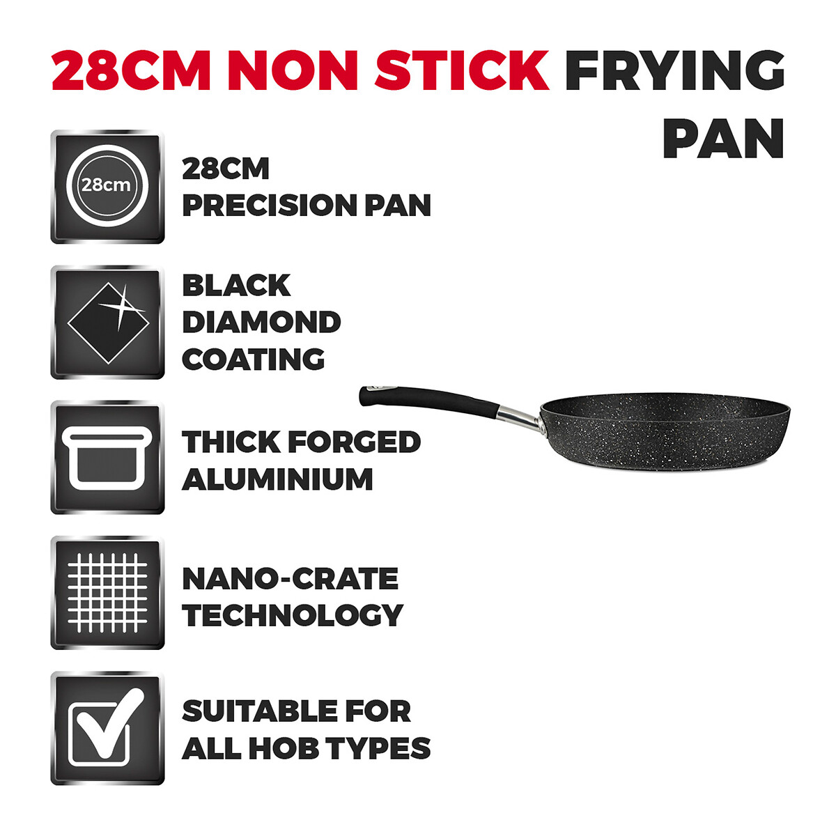 28cm Precision Non-Stick Frying Pan black, TOWER