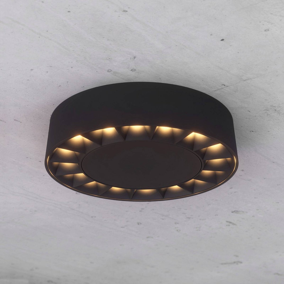 Plafonnier extérieur en aluminium moderneLED noir, LUCANDE