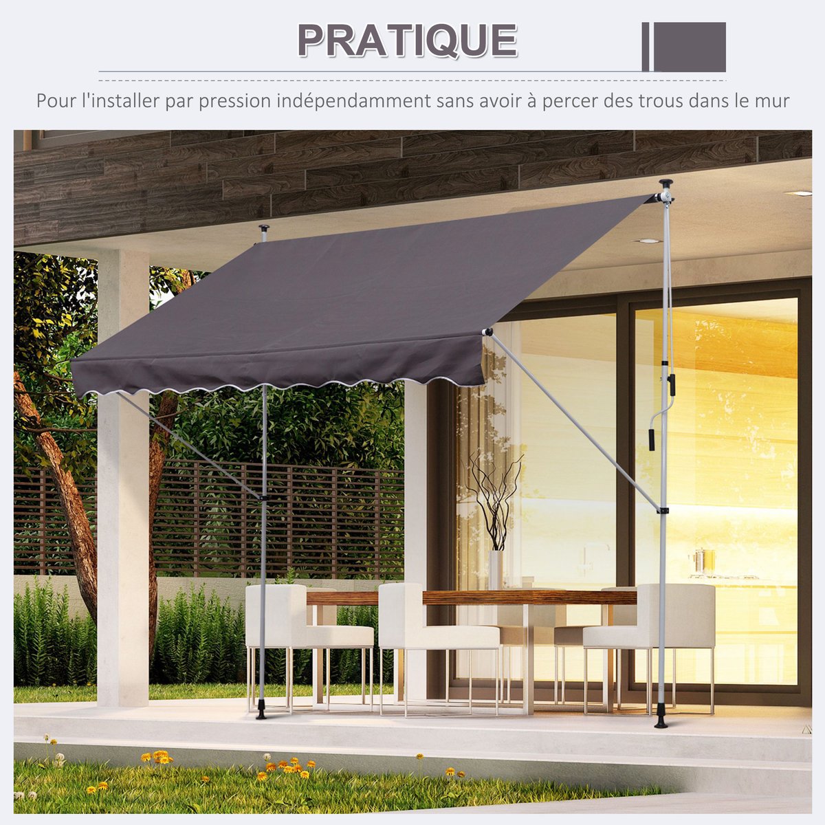 Auvent pare-soleil Aluminium Gris gris, OUTSUNNY
